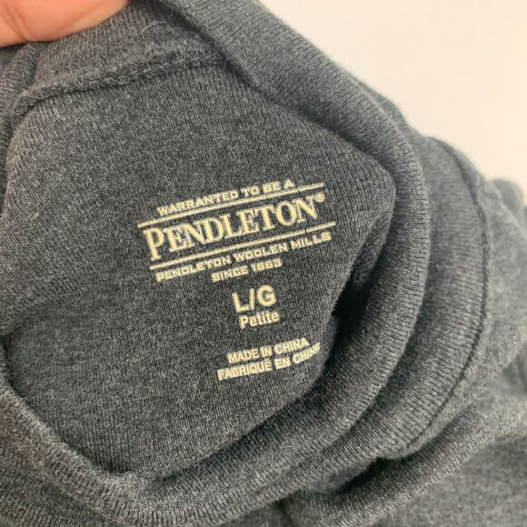 Pendleton Turtleneck Shirt Womens PL Large Petite Dark Gray Long Sleeve Cotton - Picture 7 of 12